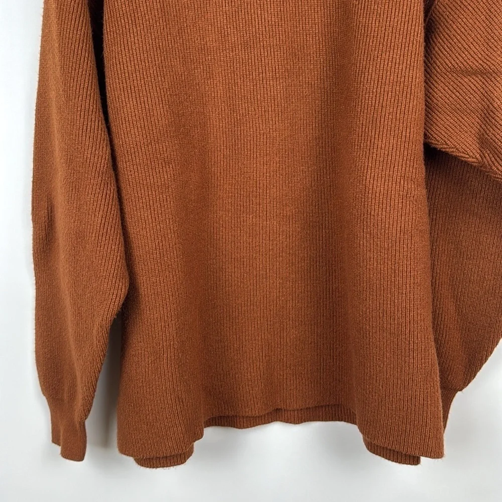 Free People Softly Structured Knit Tunic Turtleneck Sweater in Tobacco Size S